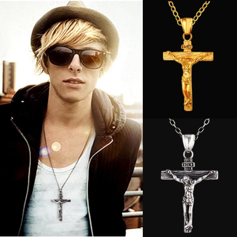 collier croix homme